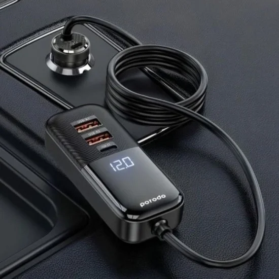 Porodo Multi-Port Power Delivery Quick-Charging Hub Dual USB-C - USB-A - Black